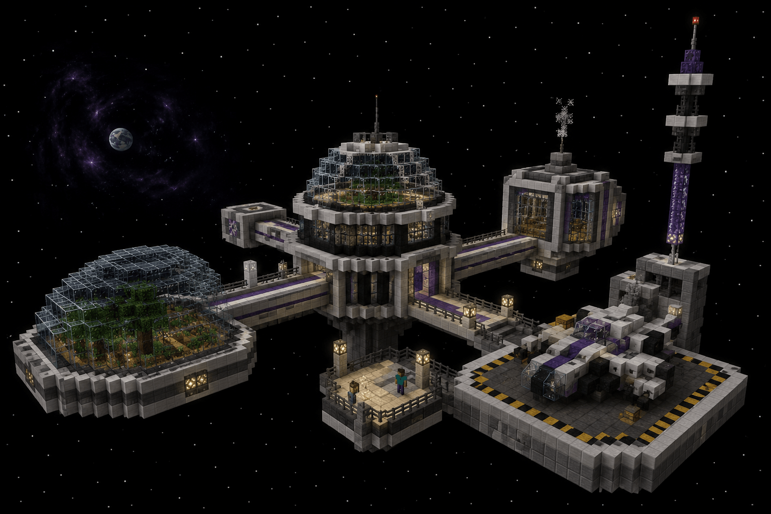 A STEMCraft build showing a space station